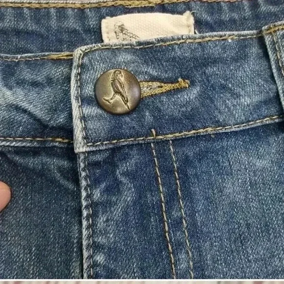 Anthropologie Distressed Denim Shorts Triangle Cutout Detail - Picture 3 of 8